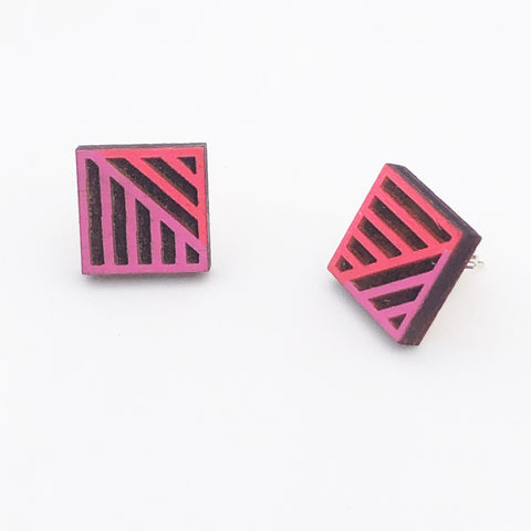 Square Stud - Neon Red