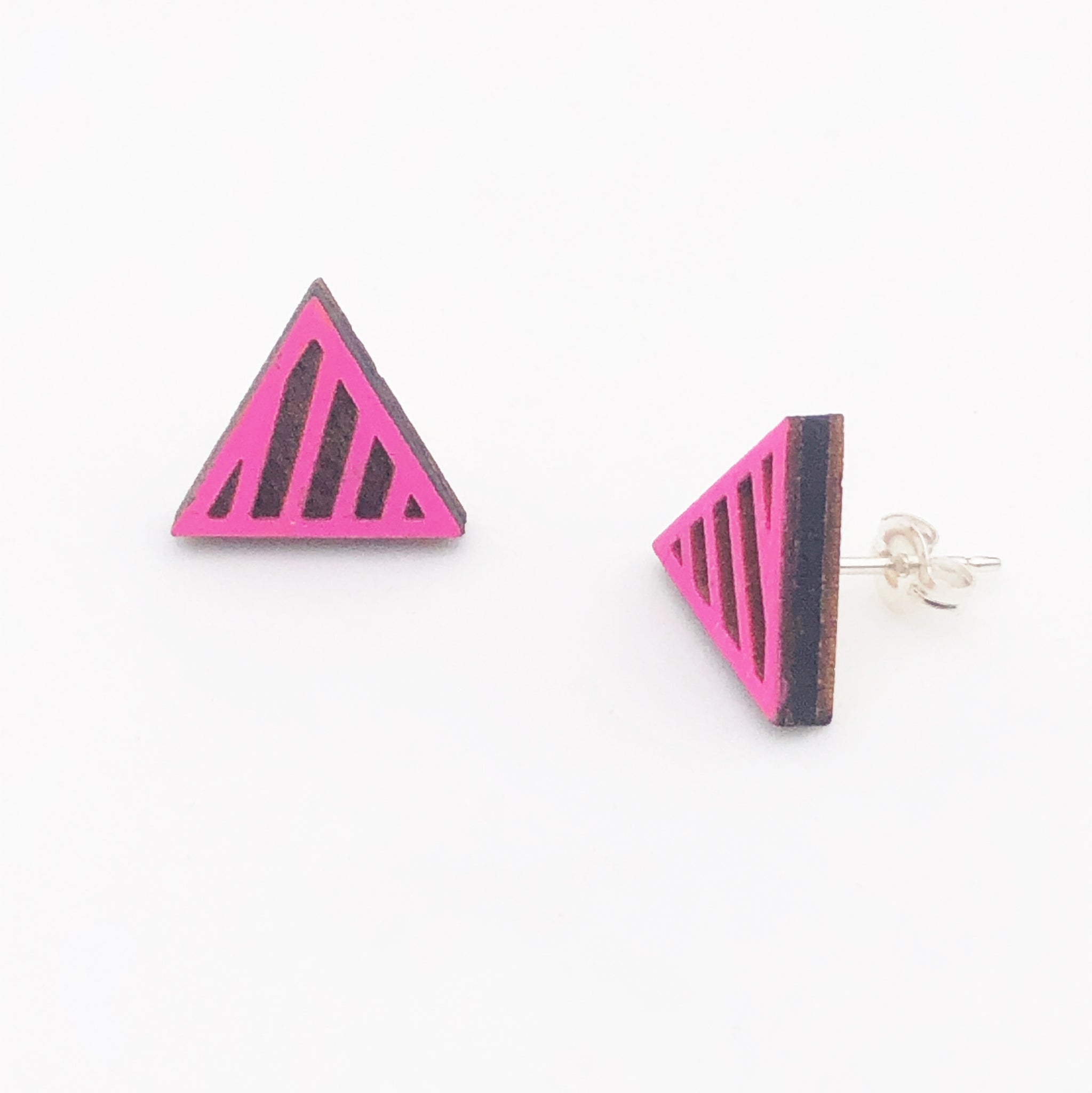 Triangle Stud - Neon Pink