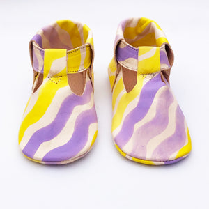 Mary Soft Sole - Yellow and Purple Wave